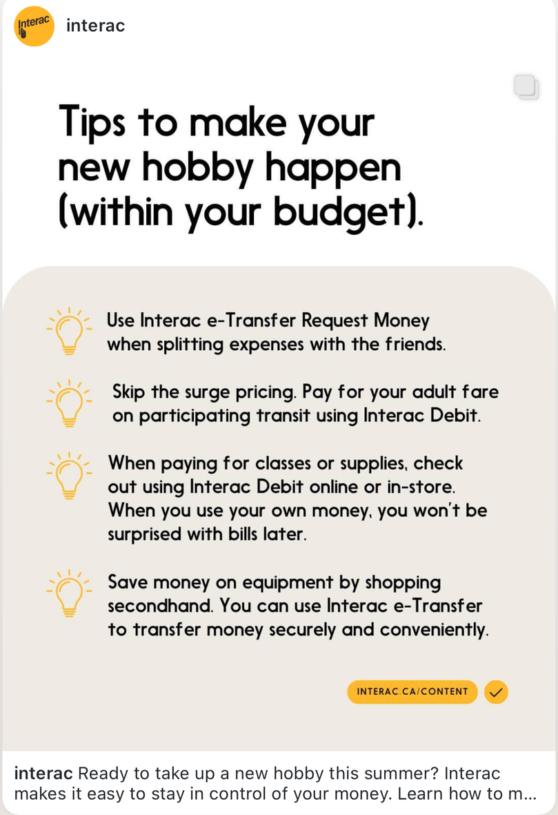 Interac tips for starting a hobby within a budget