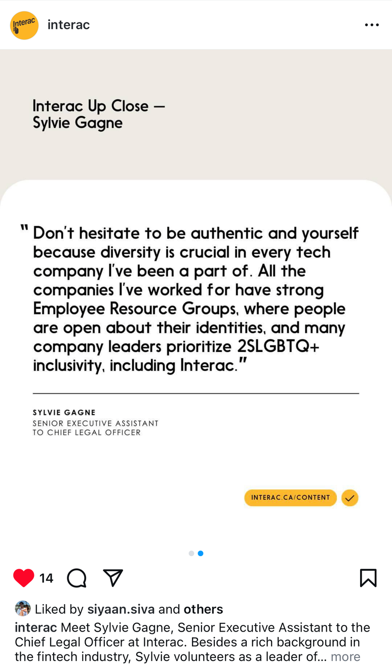 Interac Up Close quote about authenticity and inclusion