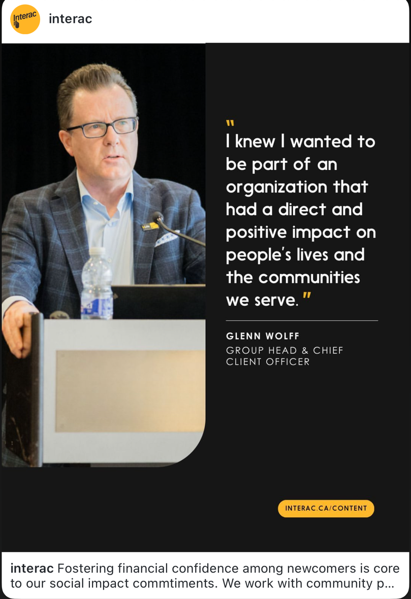 Interac profile featuring Glenn Wolff