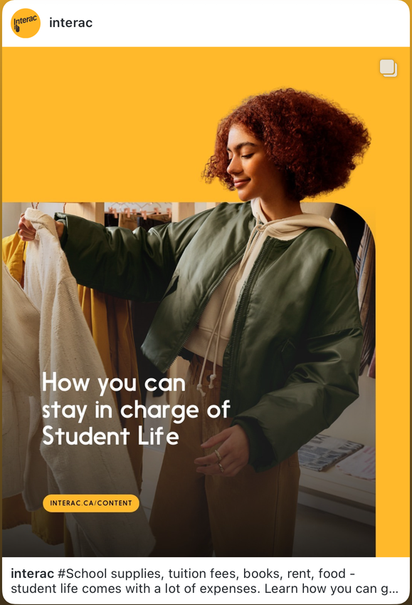 Interac post about managing student life expenses