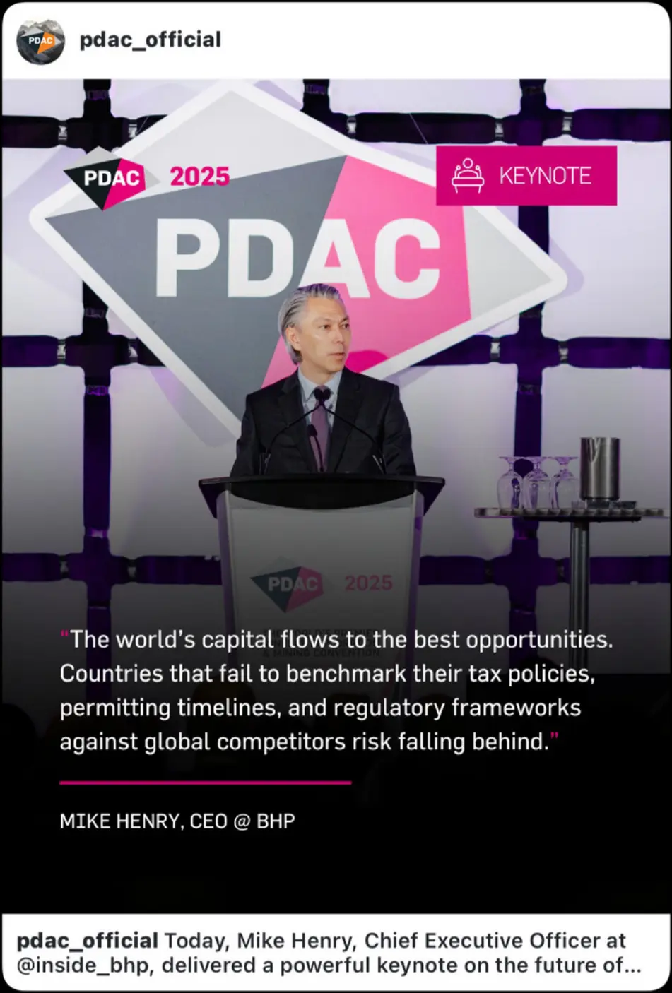 PDAC Convention keynote quote on permitting and policy