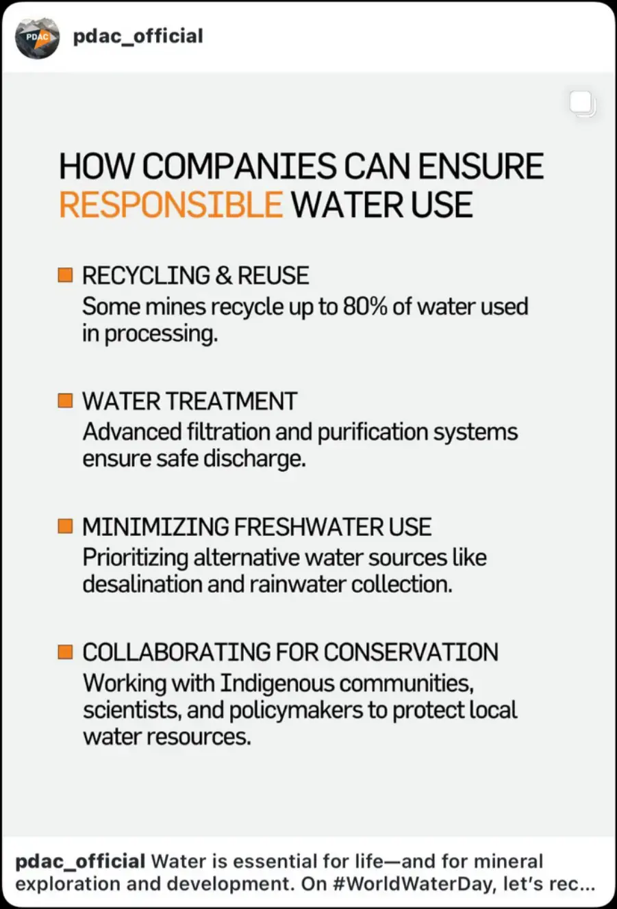 Responsible water use in mineral exploration post